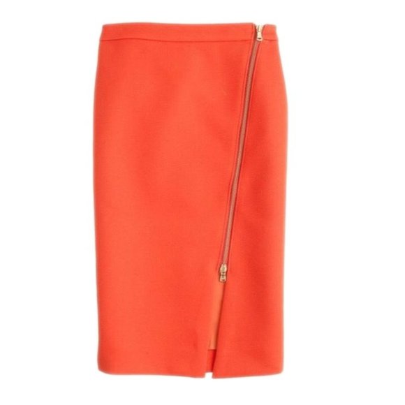 J. Crew Asymmetrical Zip Pencil Skirt in Flame - Picture 1 of 12